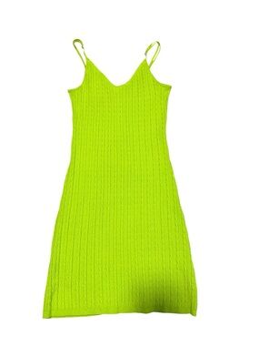 LPA Sarah Dress in Lime Size M Cable Knit Stretch Mini Like New